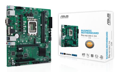 ASUS PRO H610M-C D4-CSM - Motherboard - micro ATX - LGA1700 Socket - H610 Chipset - USB 3.2 Gen 1 - Gigabit LAN - onboard graphics (CPU required) - HD Audio (8-channel)