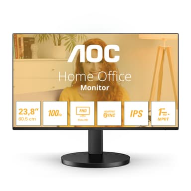 AOC Basic-line 24B3HA2 - LED monitor - 24" (23.8" viewable) - 1920 x 1080 Full HD (1080p) @ 100 Hz - IPS - 250 cd/m� - 1 ms - HDMI, VGA - speakers - black