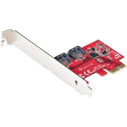 StarTech.com SATA PCIe Card, 2 Port PCIe SATA Expansion card, 6Gbps SATA Card, Full/Low Profile, PCI Express to SATA Adapter, ASM1061 Non-Raid SATA Controller Card - PCIe to SATA Converter - Storage controller - 2 Channel - SATA 6Gb/s - low profile - PCIe 2.0 x1 - red