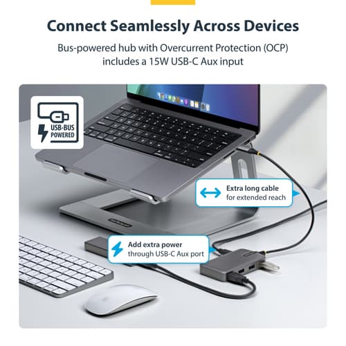 StarTech.com - Hub - 4 x USB 3.2 Gen 1 + 1 x USB-C + 1 x USB-C 3.2 Gen 1 - desktop — view 7