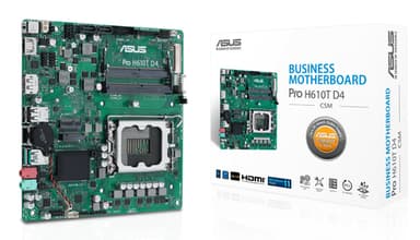 ASUS Pro H610T D4-CSM - Motherboard - Thin mini ITX - LGA1700 Socket - H610 Chipset - USB 3.2 Gen 1, USB 3.2 Gen 2 - Gigabit LAN - onboard graphics (CPU required) - HD Audio (8-channel)