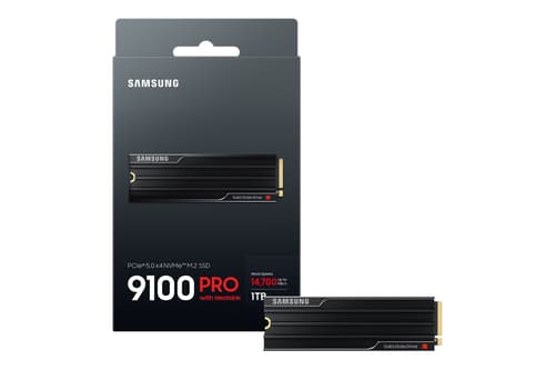 Samsung 9100 PRO MZ-VAP1T0 - SSD - encrypted - 1 TB - with heatsink - internal - M.2 2280 - PCI Express 5.0 x4 (NVMe) - 256-bit AES - TCG Opal Encryption 2.0 - black — view 4