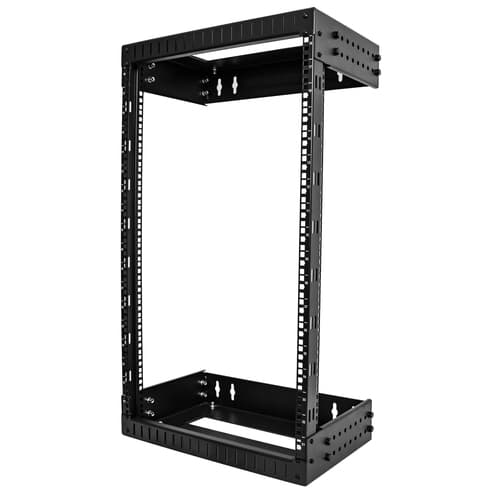 StarTech.com 18U 19" Wall Mount Network Rack, Adjustable Depth 12-20" 2 Post Open Frame Server Room Rack for AV/Data/ IT Communication/Computer Equipment/Switch with Cage Nuts & Screws - 18U Adjustable Rack - Rack open frame - 2-post - wall mountable - black - 18U - 19" — view 1