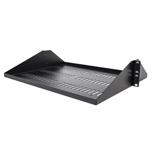 StarTech.com 2U Vented Server Rack Shelf, Center Mount 14in Deep Fixed Cantilever Tray, Rackmount Shelf for 19" AV/Data/Network Equipment w/ Cage Nuts & Screws, 200lbs Weight Capacity - 2U Network Rack Shelf - Rack shelf - black - 2U - 19"