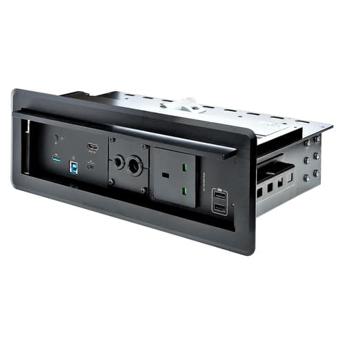 StarTech.com Conference Room Docking Station with Power/Charging, Table Connectivity AV Box, Universal USB-C Laptop Dock, 60W PD, 4K HDMI, USB Hub, Audio, 1x AC Outlet, 2xUSB Charge Ports - Works w/ Zoom & Teams (KITBXDOCKPUK) - Docking station - USB-C - HDMI - 1GbE