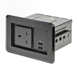 StarTech.com Conference Table Power Center with 1x CE Certified BS1363 AC Outlet & 2x USB BC 1.2, Recessed In-Table/Desk Power Strip/Charging Station for Meeting Room/Boardroom/Lab Bench - Charging Station Hub (KITBZPOWUK) - Power strip (BS 1363, 2 x USB) - black