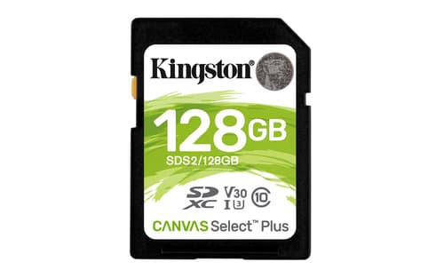 Kingston Canvas Select Plus - Flash memory card - 128 GB - Video Class V30 / UHS-I U3 / Class10 - SDXC UHS-I — view 1
