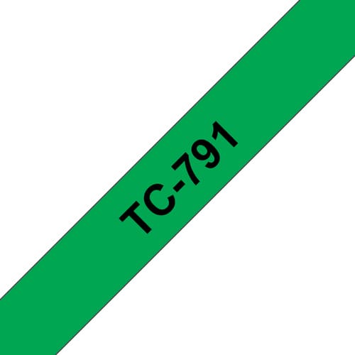 Brother TC791 - 9 mm x black on green - laminated tape - for P-Touch PT-2000, PT-3000, PT-500, PT-5000, PT-8E