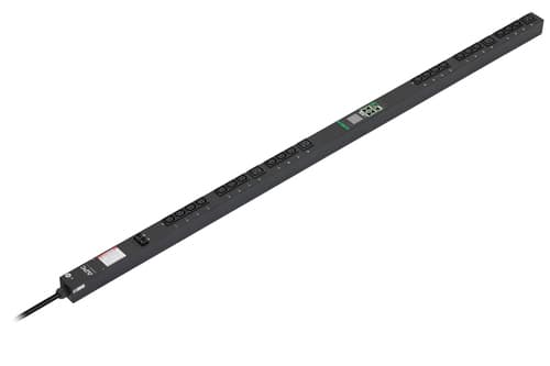 APC EasyPDU EPDU1132SMBO - Power distribution unit (rack-mountable) - metered-by-outlet with switching - AC 200/208/230 V - 7360 VA - 1-phase - Ethernet 10/100, RS-485, serial, USB - input: IEC 60309 2P+E - output connectors: 24 (20 x IEC 60320 C13, 4 x IEC 60320 C19) - 0U - 3 m cord - black — view 3