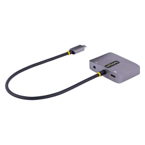 StarTech.com USB C Video Adapter, USB C to HDMI VGA Multiport Adapter w/ 3.5mm Audio Output, 4K 60Hz, HDR, 100W PD 3.0, USB C Monitor Adapter for Laptop, Thunderbolt 3/4 Compatible - USB C Display Travel Adapter (122-USBC-HDMI-4K-VGA) - Docking station - USB-C / Thunderbolt 3 / Thunderbolt 4 - HDMI, VGA — view 3