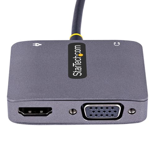 StarTech.com USB C Video Adapter, USB C to HDMI VGA Multiport Adapter w/ 3.5mm Audio Output, 4K 60Hz, HDR, 100W PD 3.0, USB C Monitor Adapter for Laptop, Thunderbolt 3/4 Compatible - USB C Display Travel Adapter (122-USBC-HDMI-4K-VGA) - Docking station - USB-C / Thunderbolt 3 / Thunderbolt 4 - HDMI, VGA — view 4