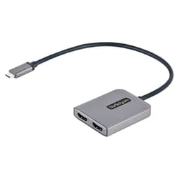 StarTech.com USB-C to Dual HDMI MST HUB, Dual HDMI 4K 60Hz, USB Type C Multi Monitor Adapter for Laptop w/ 1ft (30cm) cable, DP 1.4 Multi-Stream Transport Hub, USB Type C to 2x HDMI Ports - USB-C to HDMI Splitter (MST14CD122HD) - Adapter - 24 pin USB-C male to HDMI female - grey
