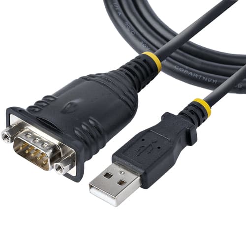 StarTech.com 3ft (1m) USB to Serial Cable, DB9 Male RS232 to USB Converter, USB to Serial Adapter for PLC/Printer/Scanner/Network Switches, USB to COM Port Adapter - Prolific IC, Automatic Handshake, Windows/macOS (1P3FP-USB-SERIAL) - Serial cable - DB-9 (M) screwable to USB (M) - 1 m