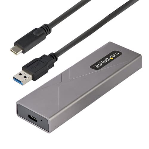 StarTech.com USB-C 10Gbps to M.2 NVMe or M.2 SATA SSD Enclosure, Tool-free M.2 PCIe/SATA NGFF SSD Enclosure, Portable Aluminum Case, USB Type-C & USB-A Host Cables, For 2230/2242/2260/2280 - Works w/ Thunderbolt 3 (M2-USB-C-NVME-SATA) - Storage enclosure - M.2 - M.2 Card (PCIe NVMe & SATA) - USB-C 3.2 (Gen 2) - space grey