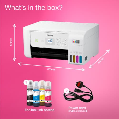 Epson EcoTank ET-2876 - Multifunction printer - colour - ink-jet - ITS - A4 (media) - up to 10 ppm (printing) - 100 sheets - Wi-Fi, USB - white — view 3