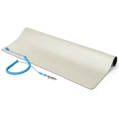 StarTech.com 23x47in Anti Static Mat, ESD Mat for Electronics Repair, Anti Static Desk Mat w/Detachable Grounding Wire, ANSI/ESD S 4.1 Compliant, Flexible Thermoplastic Work Mat/Pad - Suitable for Tables (LG-ANTI-STATIC-MAT) - Anti-static mat - detachable grounding wire - beige