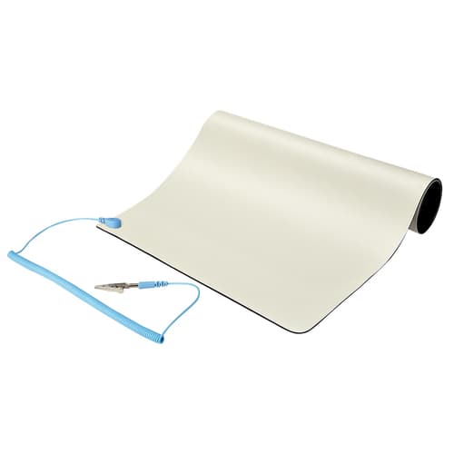 StarTech.com 11x18in Anti Static Mat, ESD Mat for Electronics Repair, Anti Static Desk Mat w/Detachable Grounding Wire, ANSI/ESD S 4.1 Compliant, Flexible Thermoplastic Work Mat/Pad - Suitable for Tables (SM-ANTI-STATIC-MAT) - Anti-static mat - detachable grounding wire - beige