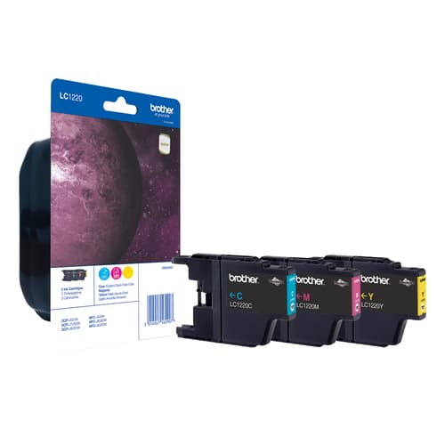 Brother LC1220 Rainbow Blisterfarbtintenset - Yellow, cyan, magenta - original - blister with security - ink cartridge - for Brother DCP-J525, DCP-J725, DCP-J925, MFC-J430, MFC-J625, MFC-J825, MyMio MFC-J825