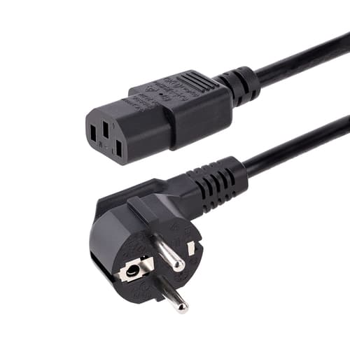 StarTech.com 1m (3ft) Computer Power Cord, 18AWG, EU Schuko to C13 Power Cord, 10A 250V, Black Replacement AC Cord, TV/Monitor Power Cable, Schuko CEE 7/7 to IEC 60320 C13 Power Cord - PC Power Supply Cable (713E-1M-POWER-CORD) - Power cable - power CEE 7/7 (P) angled to power IEC 60320 C13 - AC 250 V - 10 A - 1 m - molded - black