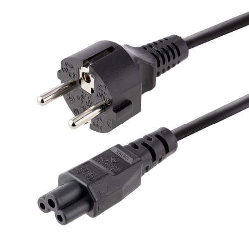 StarTech.com 3m (10ft) Laptop Power Cord, EU Schuko to C5, 2.5A 250V, 18AWG, Notebook / Laptop Replacement AC Cord, Printer/Power Brick Cord, Schuko CEE 7/7 to Clover Leaf IEC 60320 C5 - Laptop Charger Cable (753E-3M-POWER-LEAD) - Power cable - power CEE 7/7 (P) to IEC 60320 C5 - AC 250 V - 2.5 A - 3 m - molded - black