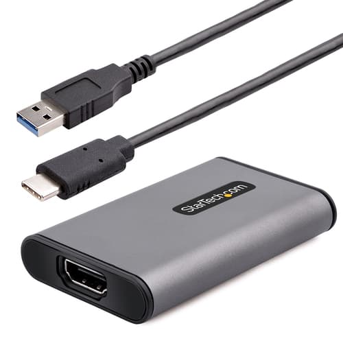 StarTech.com USB 3.0 HDMI Video Capture Device, 4K Video Capture Adapter/External USB Capture Card, UVC, Live Stream, HDMI Audio/Video Screen Recorder, Works w/ USB-A, USB-C, Thunderbolt 3 - Windows/Mac/Ubuntu (4K30-HDMI-CAPTURE) - Video capture adapter - USB 3.0 - grey