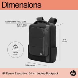 HP Renew Executive - Notebook carrying backpack - 16.1" - black - for HP 250 G9 Notebook, Fortis 11 G9 Q Chromebook, ZBook Fury 16 G10 Mobile Workstation