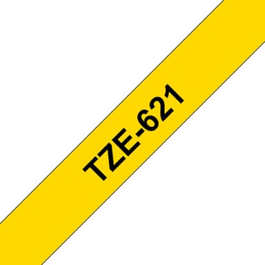 Brother TZe-621 - Black on yellow - Roll (0.9 cm x 8 m) 1 cassette(s) laminated tape - for Brother PT-D210, D600, H110, H200, P-Touch PT-1005, 1880, E310, P-Touch Cube Pro PT-P910