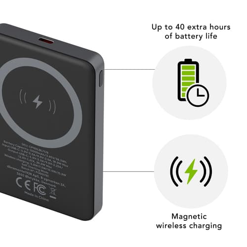 dbramante1928 re-charge - Power bank - 10000 mAh - 38.5 Wh - 20 Watt - 3 A - 2 output connectors (magnetic, 24 pin USB-C) - grey — view 4