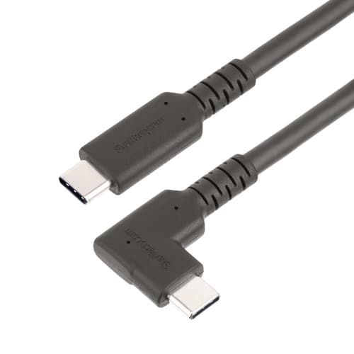 StarTech.com 3ft (1m) Rugged Right Angle USB-C Cable, USB 10 Gbps, USB C to C Data Transfer Cable, 4K 60Hz DP Alt Mode, 100W Power Delivery - 90 Degree USB-C Cable (RUSB31CC1MBR) - USB cable - 24 pin USB-C (M) straight to 24 pin USB-C (M) right-angled - USB 3.2 Gen 2 - 1 m - rugged, 4K60Hz support, passive - black