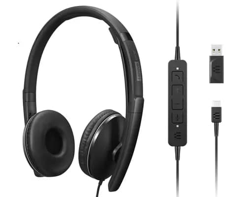 Lenovo Gen 2 - Headset - on-ear - wired - USB-C - black - Zoom Certified