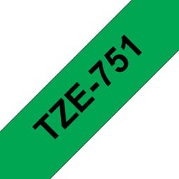 Brother TZe-751 - Black on green - Roll (2.4 cm x 8 m) 1 cassette(s) laminated tape - for Brother PT-D600, P-Touch PT-3600, D800, E550, P750, P900, P950, P-Touch Cube Plus PT-P710