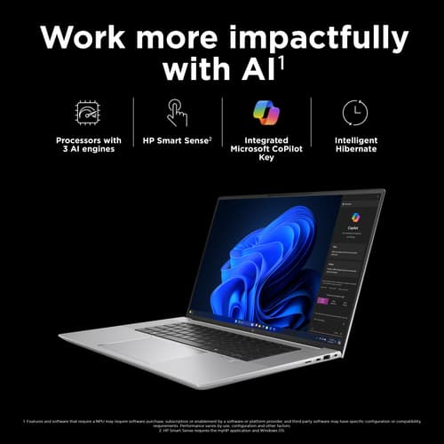 HP ZBook Studio G11 Mobile Workstation - Intel Core Ultra 9 - 185H / up to 5.1 GHz - vPro - Win 11 Pro - GeForce RTX 4070 - 64 GB RAM - 2 TB SSD NVMe, TLC - 16" IPS 3840 x 2400 (WQUXGA) @ 120 Hz - Wi-Fi 7, Bluetooth - kbd: Intl English - with HP Wolf Pro Security Edition (1 year) — view 13