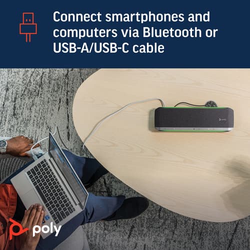 Poly Sync 60 - Smart speakerphone - Bluetooth - wired, wireless - USB-A, USB-C - black, silver - Zoom Certified — view 5