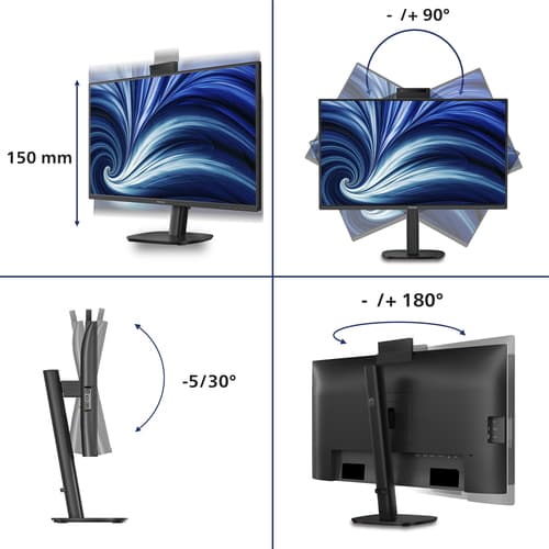 Philips 27B2U3601H - 3000 Series - LED monitor - 27" - 2560 x 1440 QHD @ 120 Hz - IPS - 350 cd/m� - 1500:1 - 4 ms - HDMI, DisplayPort, USB-C - speakers - black — view 4