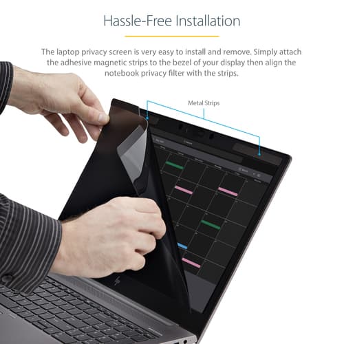 StarTech.com Laptop Privacy Screen for 15" Notebook, Magnetic Removable Laptop Display Security Filter, Blue Light Reducing Screen Protector, 16:9, Matte/Glossy, +/-30 Degree Viewing - Blue Light Filter (PRIVSCNLT15) - Notebook privacy filter - removable - magnetic - 15" - transparent - TAA Compliant - for P/N: LTSTND2IN1 — view 13