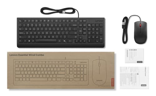 Lenovo Essential Wired Combo - keyboard and mouse set - QWERTY - UK - black Input Device — view 5