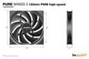 be quiet! Pure Wings 3 120mm PWM high-speed Computer case Fan 12 cm Black 1 pc(s) thumbnail 5