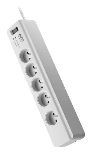 APC SurgeArrest Essential - Surge protector - AC 230 V - 2300 Watt - output connectors: 5 - 1.83 m cord - Belgium, France - white