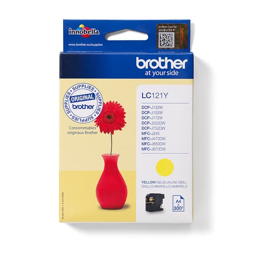 Brother LC121Y - Yellow - original - ink cartridge - for Brother DCP-J100, J105, J132, J152, J552, J752, MFC-J245, J470, J650, J870