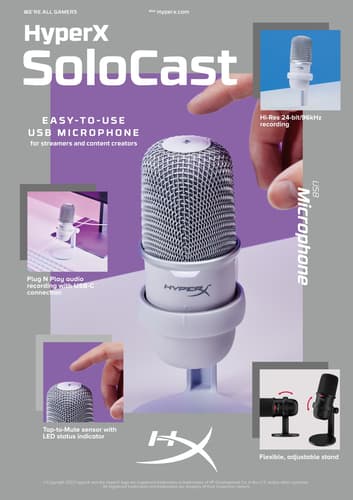 HyperX SoloCast - Microphone - USB - black - for HP 250 G9, Laptop 15, 15s, 17, Pavilion Laptop 15, Workstation Z2 G9 — view 11