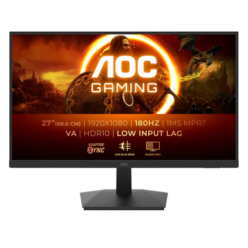 AOC Gaming 27G15N2 - G1 Series - LED monitor - gaming - 27" - 1920 x 1080 Full HD @ 180 Hz - Fast VA - 300 cd/m� - 3000:1 - HDR10 - 1 ms - HDMI, DisplayPort - black