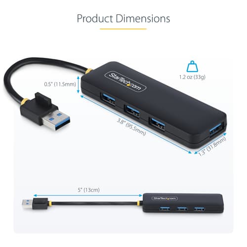 StarTech.com 4-Port USB-A Hub, 5Gbps, Bus Powered, Small Travel Mini Hub - Hub - 4 x USB 3.2 Gen 1 - desktop — view 17