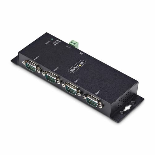 StarTech.com 4P Serial to Ethernet Adapter, IP LAN to RS232 DB9 Converter - Device server - 4 ports - 100Mb LAN, RS-232 - wall / DIN rail mountable - TAA Compliant - for P/N: AT925FM, GC9SF, SCNM9FF, SCNM9FM