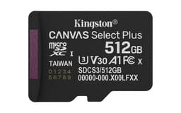 Kingston Canvas Select Plus - Flash memory card - 512 GB - A1 / Video Class V30 / UHS-I U3 / Class10 - microSDXC UHS-I