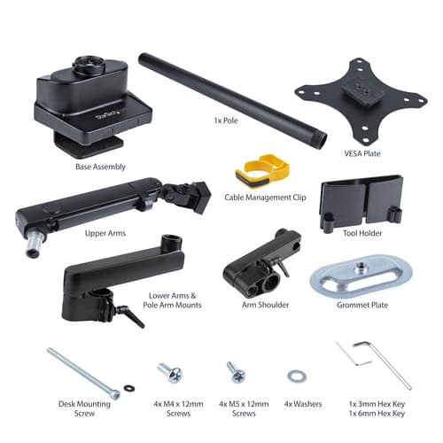StarTech.com - Mounting kit (arm assembly, VESA mount, C-clamp) - adjustable arm with mechanical spring - for Monitor - plastic, steel - black - screen size: up to 40" - desk-mountable, grommet — view 7