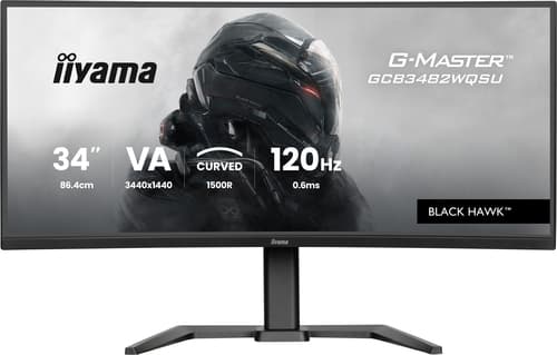 Iiyama GCB3482WQSU-B1 - LED monitor - gaming - curved - 34" - 3440 x 1440 WQHD @ 120 Hz - VA - 500 cd/m� - 3000:1 - 0.6 ms - 2xHDMI, DisplayPort - speakers — view 3