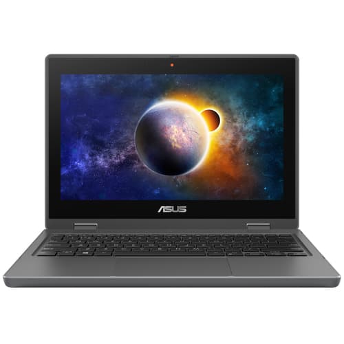 ASUS BR1100F CDXA-3Y - Flip design - Intel Celeron - N4500 / up to 2.8 GHz - Win 11 Pro Education - UHD Graphics - 4 GB RAM - 128 GB eMMC - 11.6" touchscreen 1366 x 768 (HD) - Gigabit Ethernet - Wi-Fi 6 - dark grey