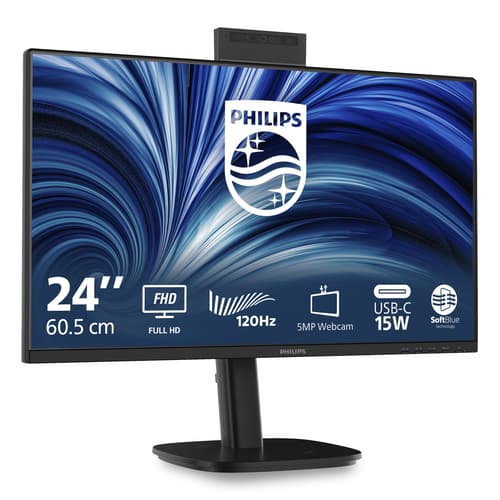 Philips 24B2N3200JH - 3000 Series - LED monitor - 24" (23.8" viewable) - 1920 x 1080 Full HD (1080p) @ 120 Hz - IPS - 1500:1 - HDMI, VGA, DisplayPort - speakers - black — view 3