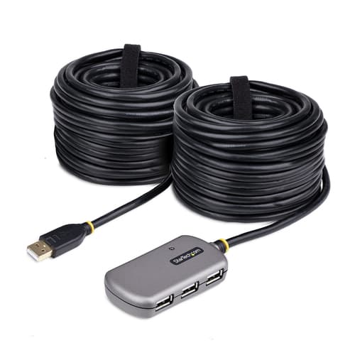 StarTech.com USB Extender Hub, 24m USB 2.0 Extension Cable with 4-Port USB Hub, Active/Bus Powered USB Repeater Cable, Optional 10W Power Supply Included - USB-A Hub w/ ESD Protection (U02442-USB-EXTENDER) - Hub - 4 x USB 2.0