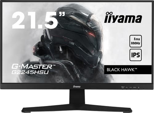 iiyama G-MASTER Black Hawk G2245HSU-B2 - LED monitor - 22" (21.5" viewable) - 1920 x 1080 Full HD (1080p) @ 100 Hz - IPS - 300 cd/m� - 1000:1 - 1 ms - HDMI, DisplayPort - speakers - matte black